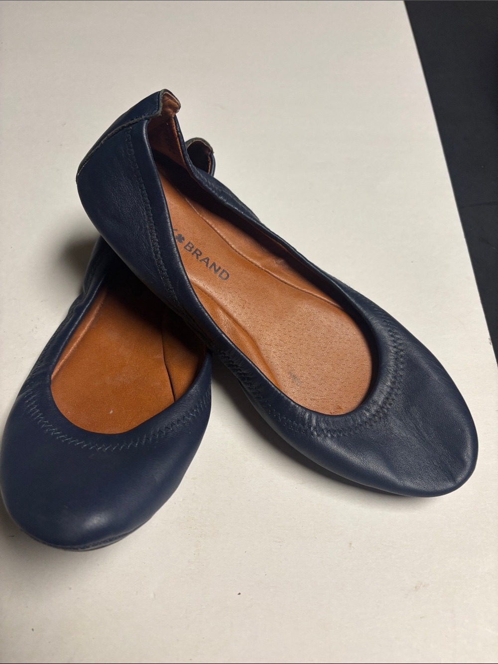 Lucky Brand Navy Leather Ballet Flats